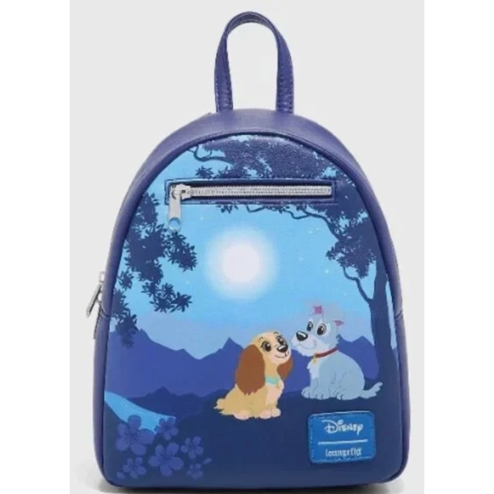 Loungefly Disney Lady And The Tramp Moonlight Stroll Mini Backpack Blue NWT